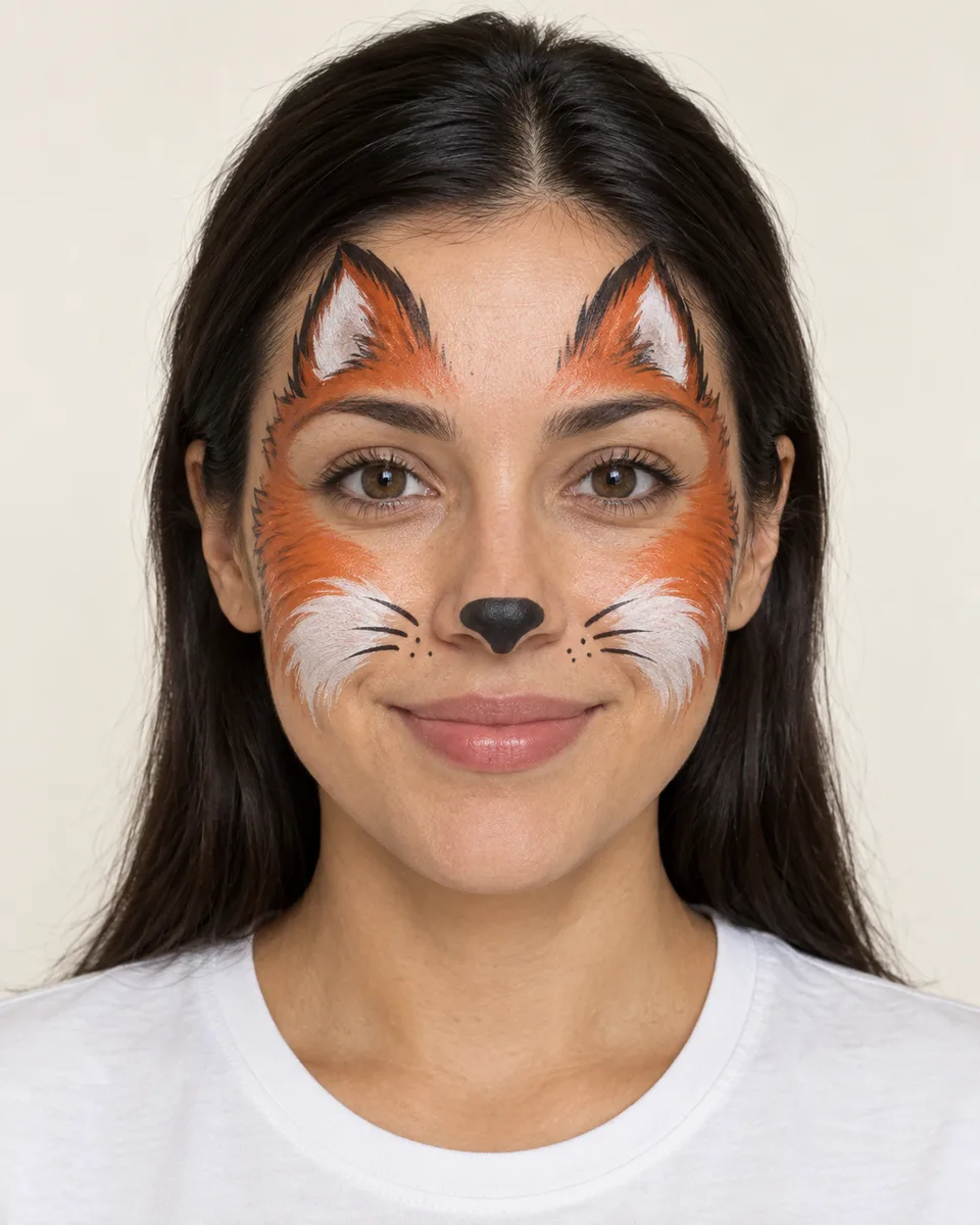 Fox Face Paint on an original AI-generated fictional adult portrait
