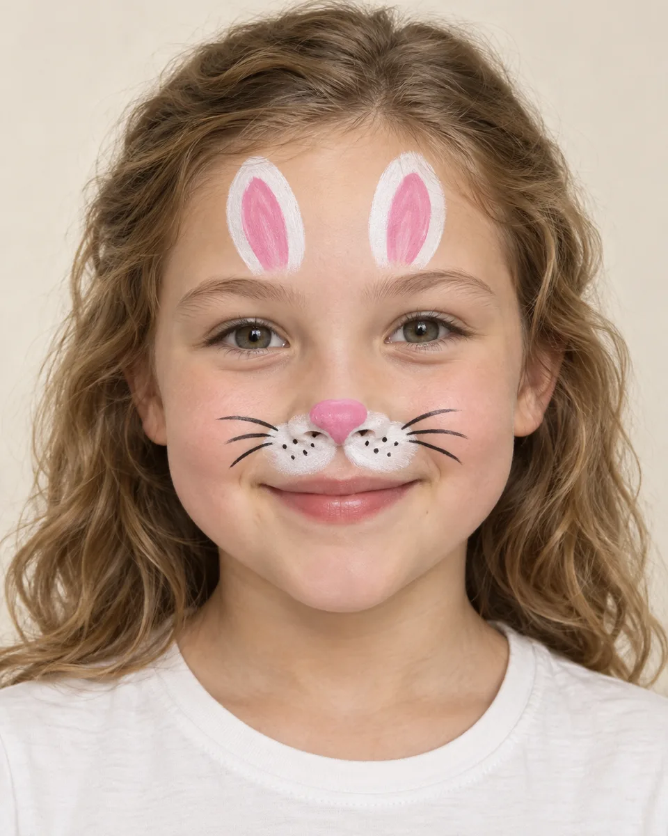 Bunny Face Paint on an original AI-generated fictional child portrait