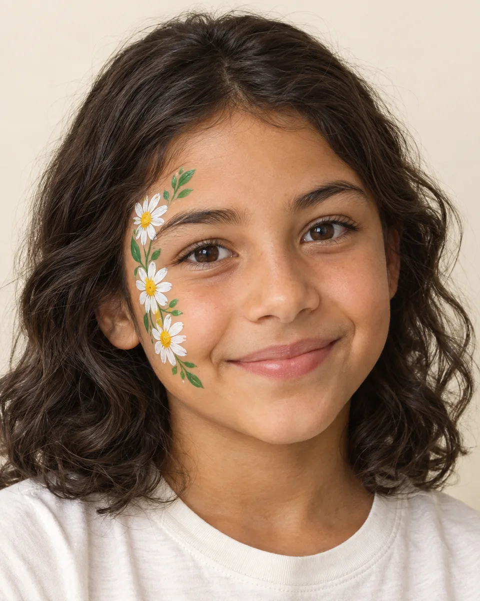Daisy Face Paint on an original AI-generated fictional child portrait