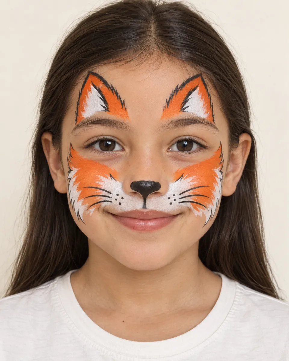 Fox Face Paint on an original AI-generated fictional child portrait