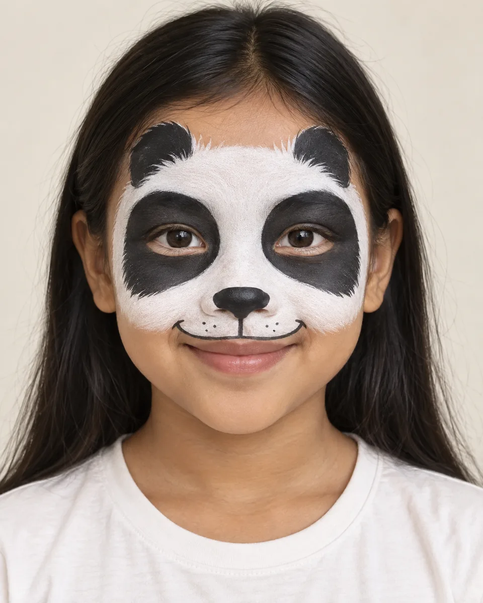 Panda Face Paint on an original AI-generated fictional child portrait
